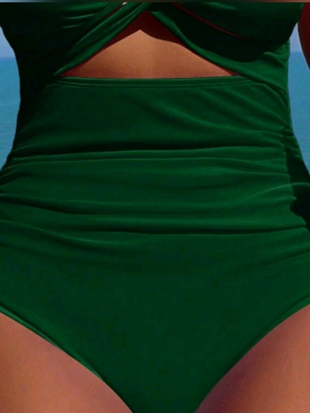 Size L Green Crisscross Cutout One-Piece Swimsuit - Picture 5 of 8